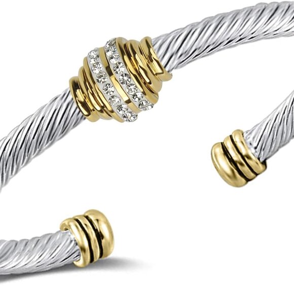 Stainless Steel Cable Bracelet Adjustable Twisted Wire Retro Bangle Jewelry - Picture 1 of 7